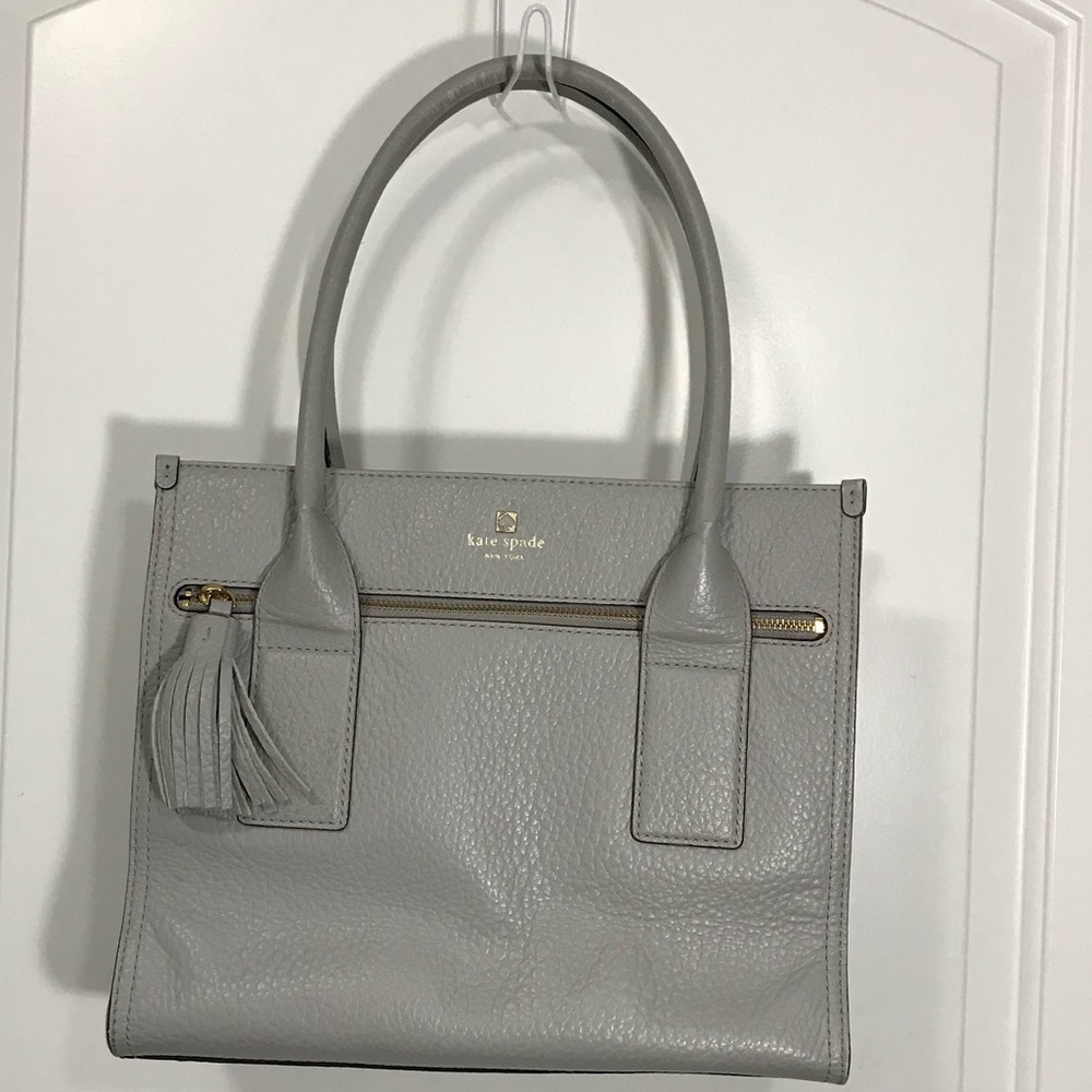 Kate Spade Southport Avenue Satchel Tote Top Handle Bag in Gray Pebbled Leather